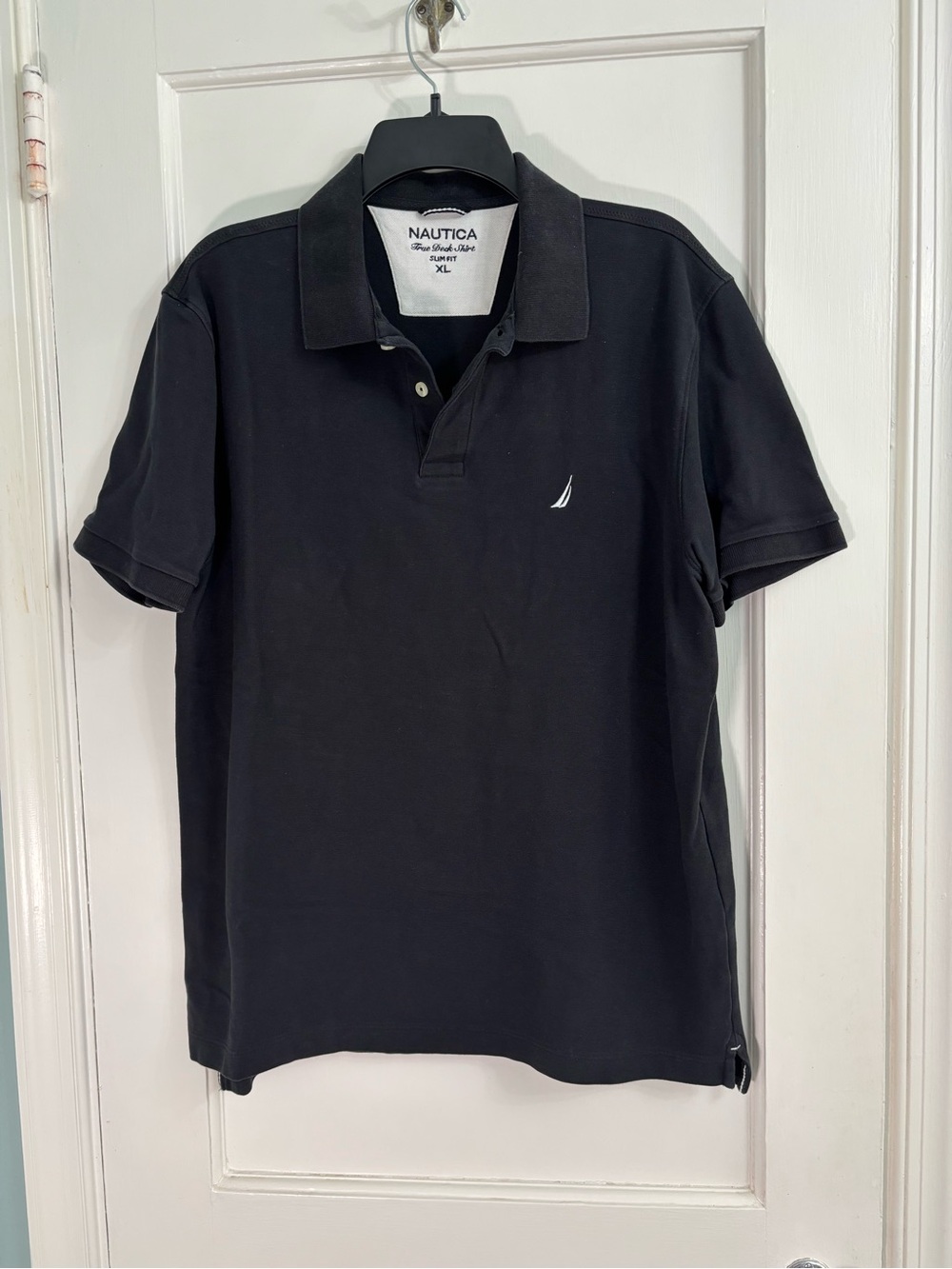Nautica Black Short Sleeve Polo with Embroidered Sail Logo